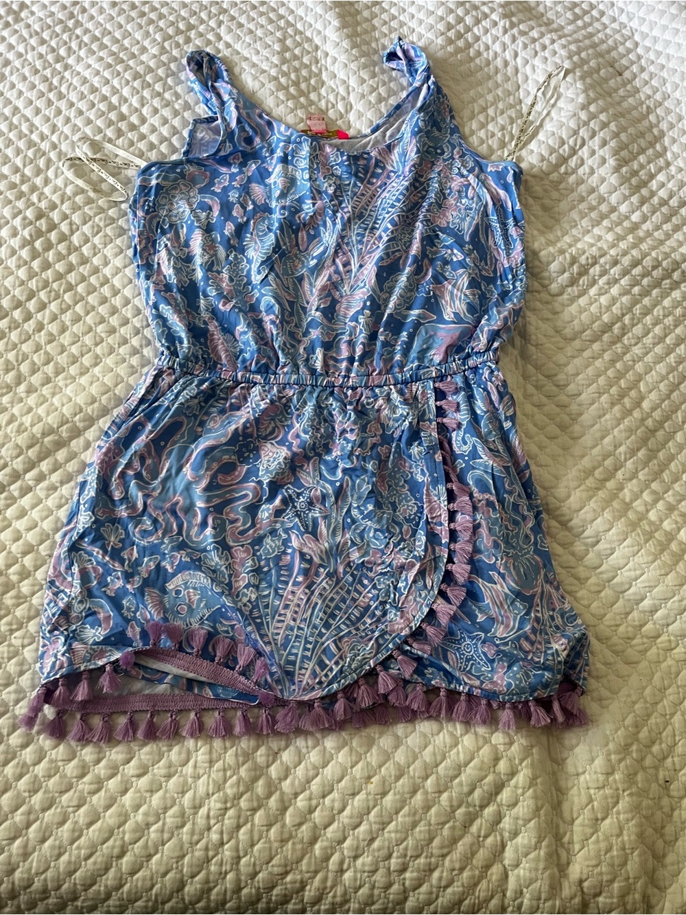 Lilly Pulitzer Blue Paisley Skort with Purple Tassel Trim